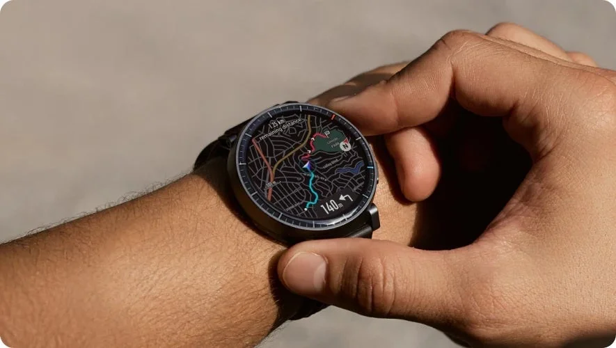 Amazfit Active Maxのナビゲーション機能で地図を表示する様子