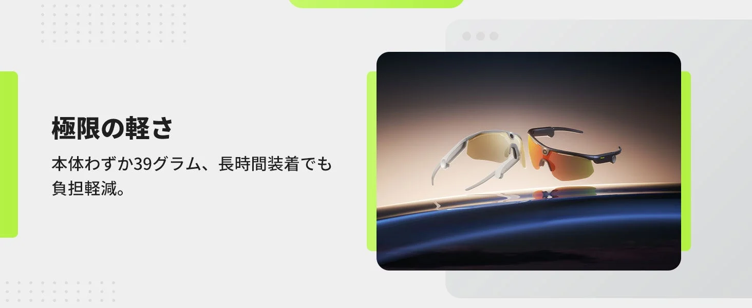 BleeqUp Rangerの軽量設計を示す画像。フレームとレンズが分離されている。