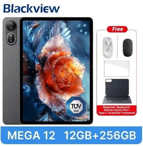 Blackview MEGA 12本体と標準付属のキーボード、マウス、スタイラスペンなどアクセサリーのセット