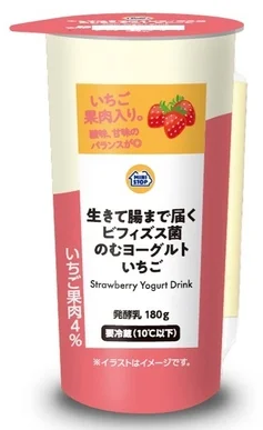 生きて腸まで届くビフィズス菌配合の飲むいちごヨーグルト