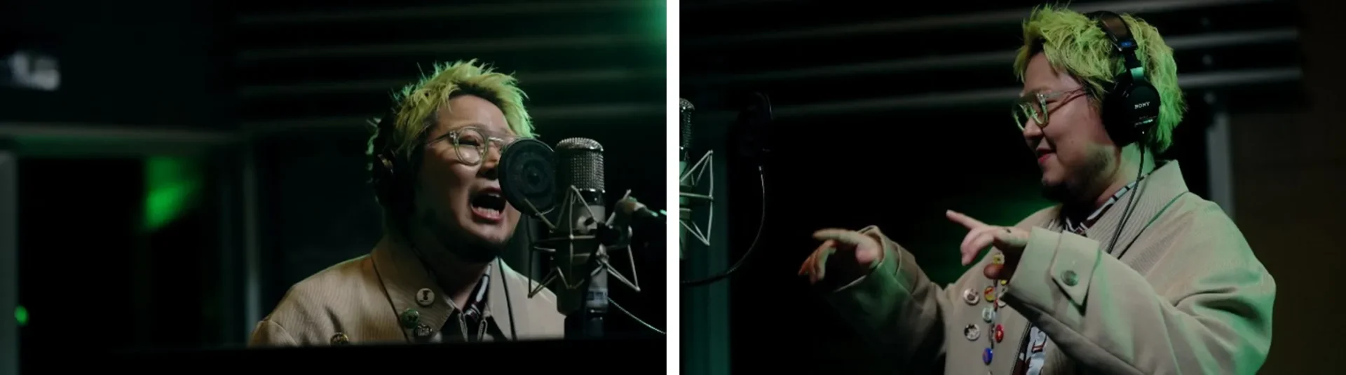 レコーディングスタジオで歌唱するこっちのけんとさん