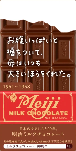 1951年〜1958年当時の赤いパッケージがデザインされた読売新聞小枠広告
