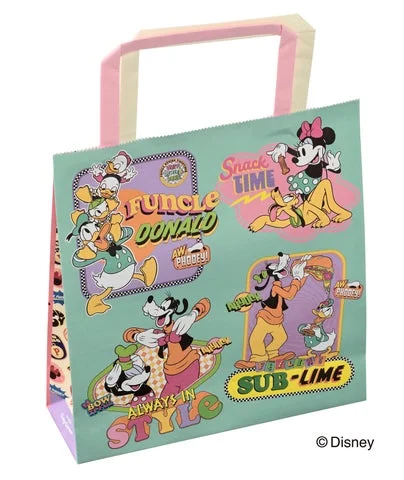 ミニーマウスとプルートがおやつを楽しむミントグリーンのディズニーハピネスバッグ