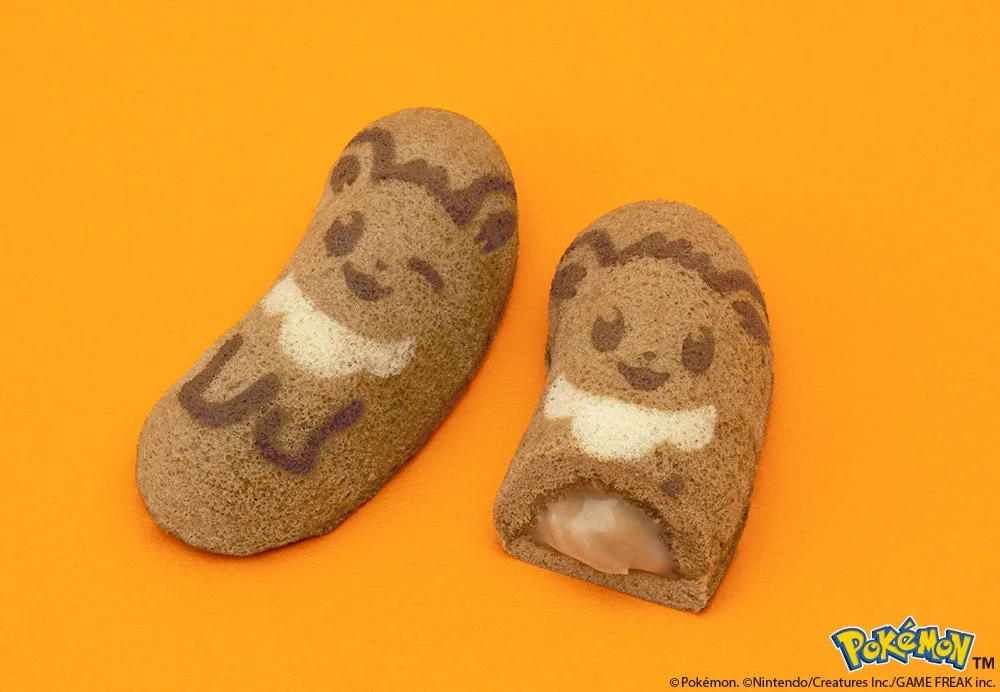 イーブイ東京ばな奈の断面からキャラメルモフアート味のクリームが見える