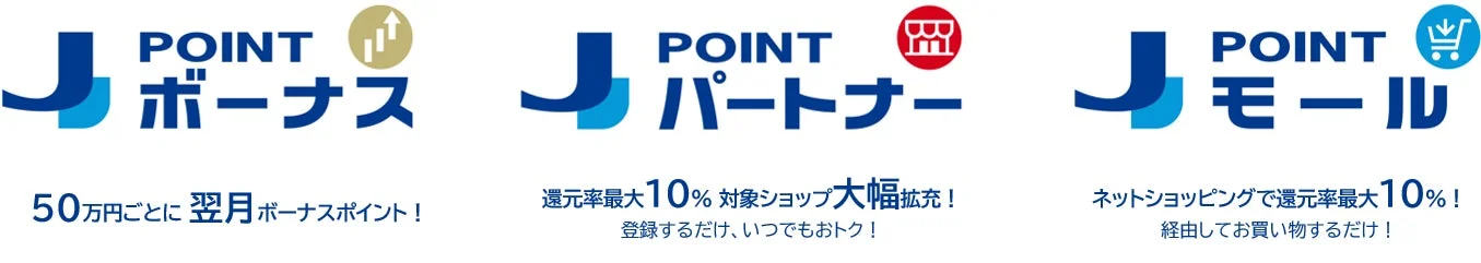 J-POINTボーナス、J-POINTパートナー、J-POINTモールのサービス概要