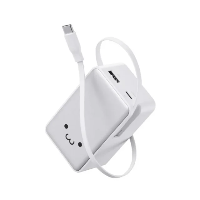 巻き取り式ケーブル一体型モバイルバッテリーのしろちゃんモデル