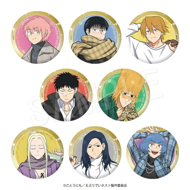 75mmオーロラ缶バッジ チェックver.の全8種キャラクターイラスト