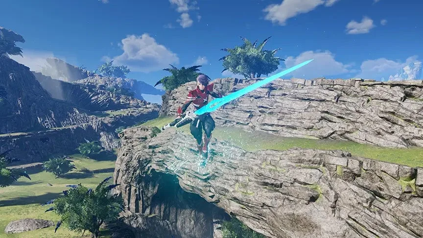 モーション変更「大剣」で大剣を構えて浮遊するキャラクター