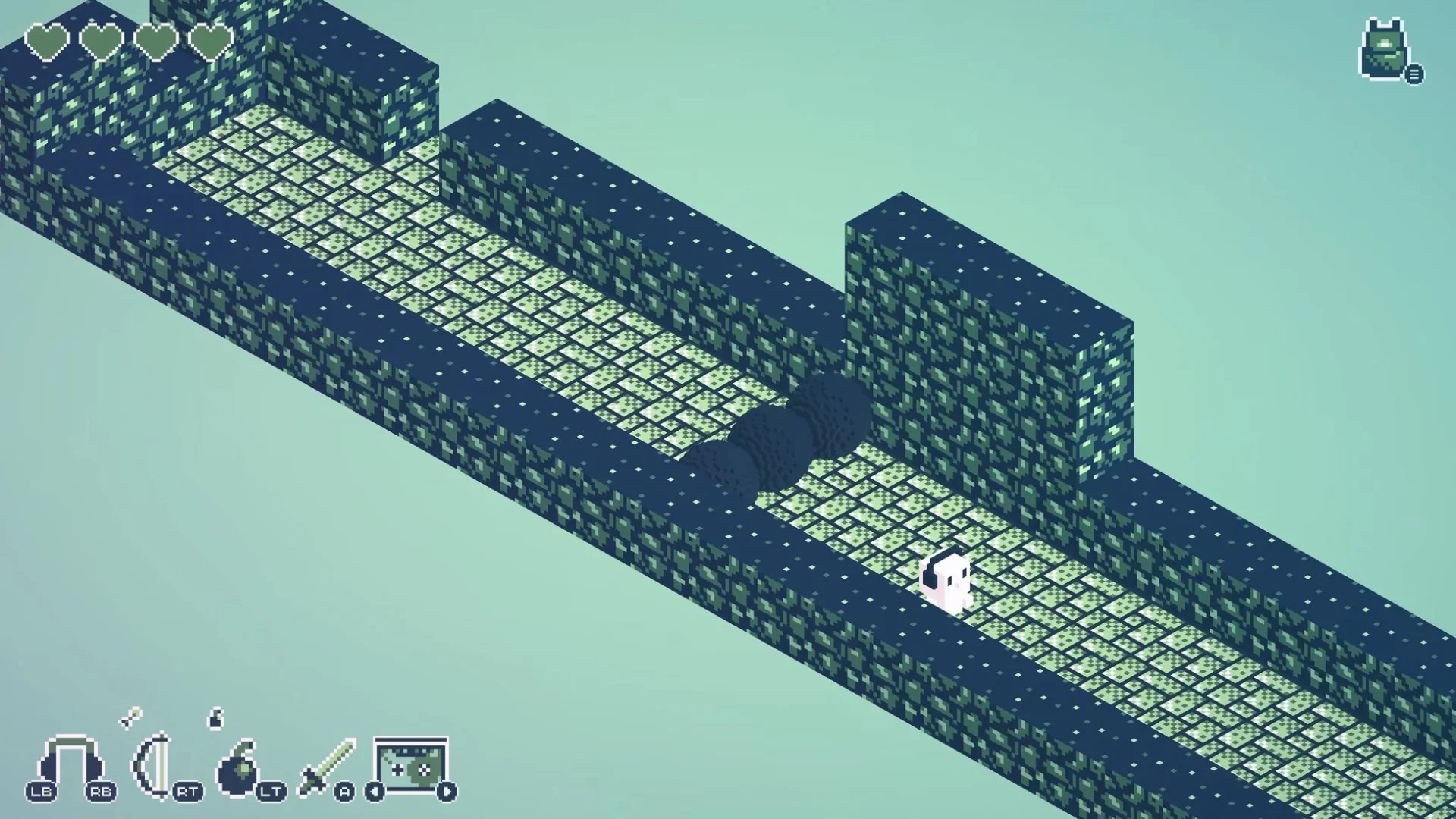 カセットボーイのゲーム画面、視点変更で道が現れるパズル要素