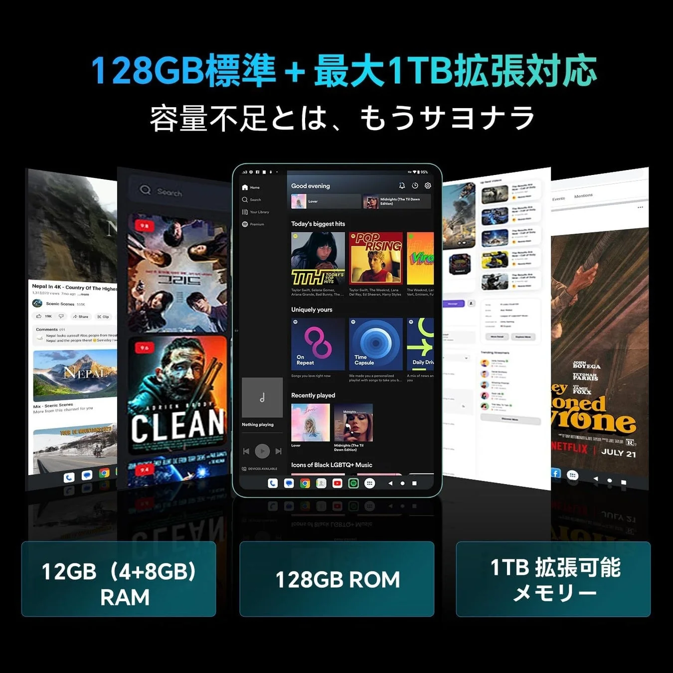128GB標準ストレージと最大1TB拡張、12GB RAMを搭載したODEA A12