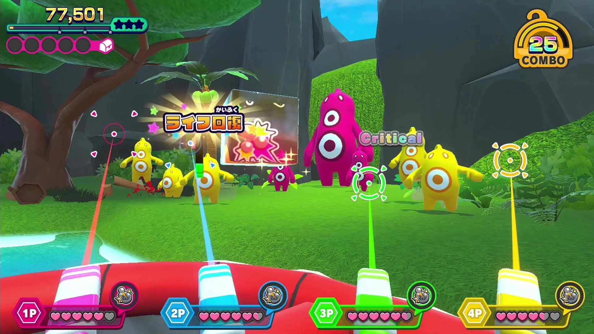 4人協力プレイのゲーム画面（森）