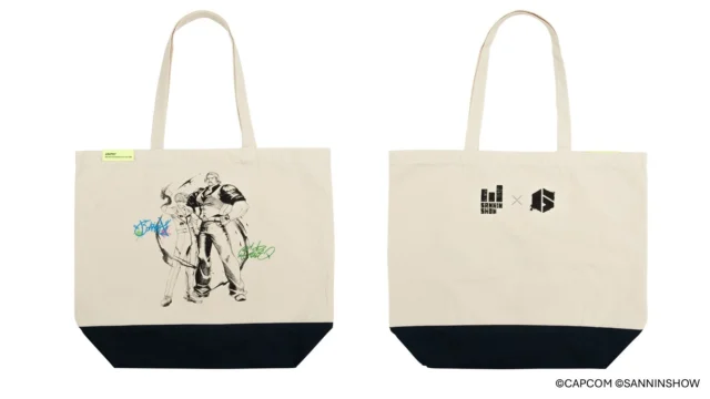 ドンピシャ×ガイルのアートが刺繍されたトートバッグの表と裏