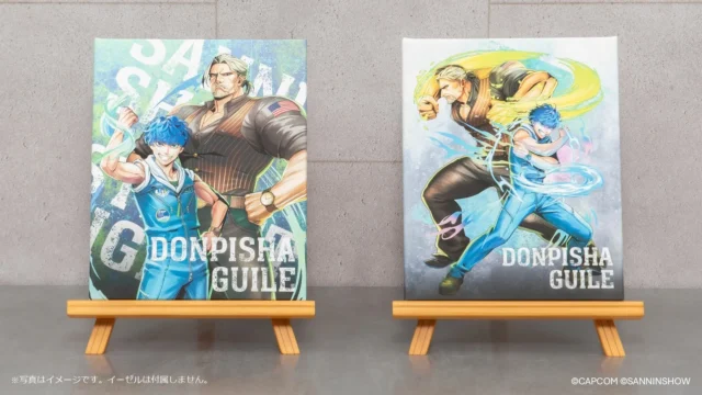ドンピシャとガイルのコラボアートが描かれたキャンバスアートボード2種