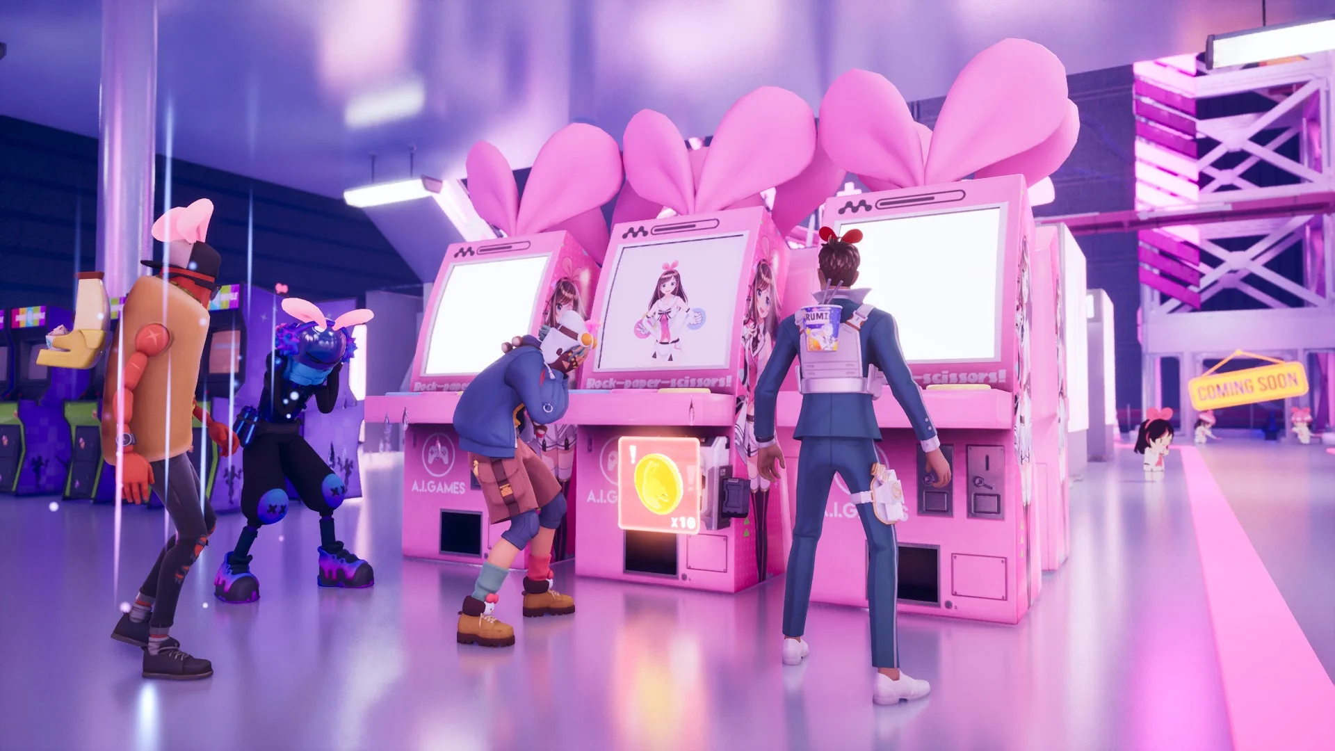 KizunaAIワールドのゲームセンターにあるじゃんけんマシーン