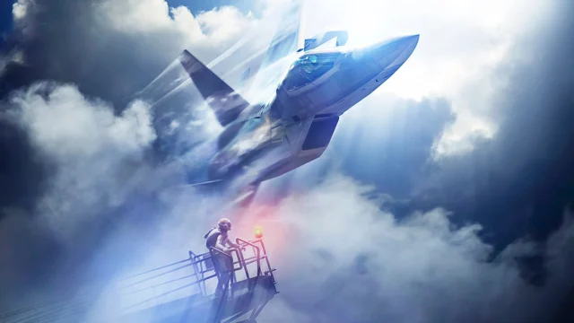 『ACE COMBAT 7: SKIES UNKNOWN』の戦闘機が飛び立つゲーム画面