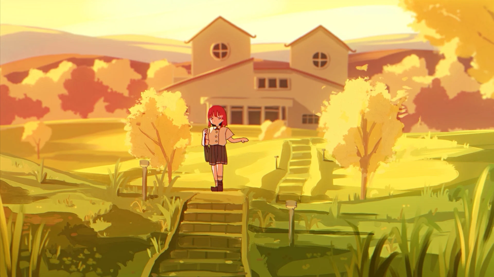 「お姉ちゃんごっこ」アニメ場面カット：家に向かう日暮紅