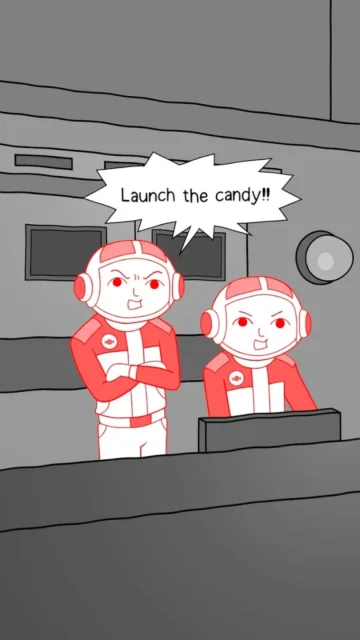 タイの宇宙飛行士がキャンディを打ち上げる「空気読み。」ゲーム画面