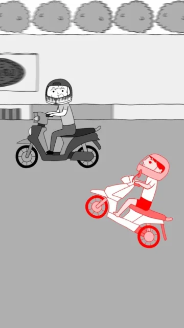 タイの交通事情を題材にしたバイクの「空気読み。」ゲーム画面