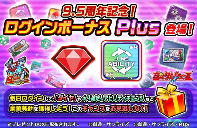 9.5周年記念ログインボーナスPlusの報酬