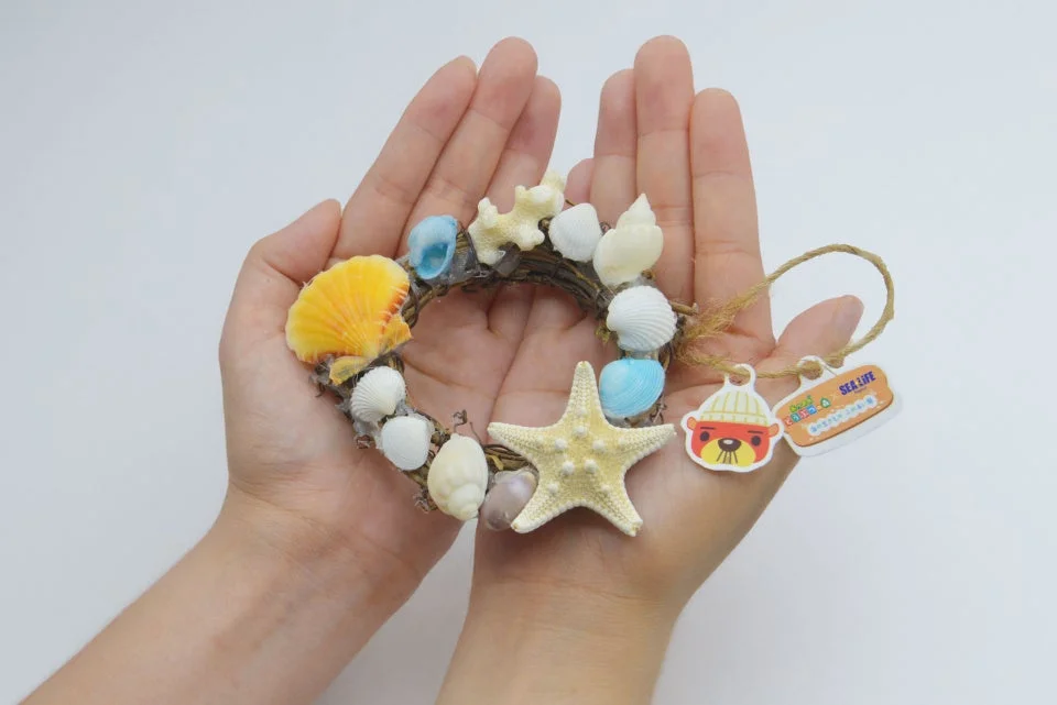 かいがらで作られたオリジナルリースの完成イメージ