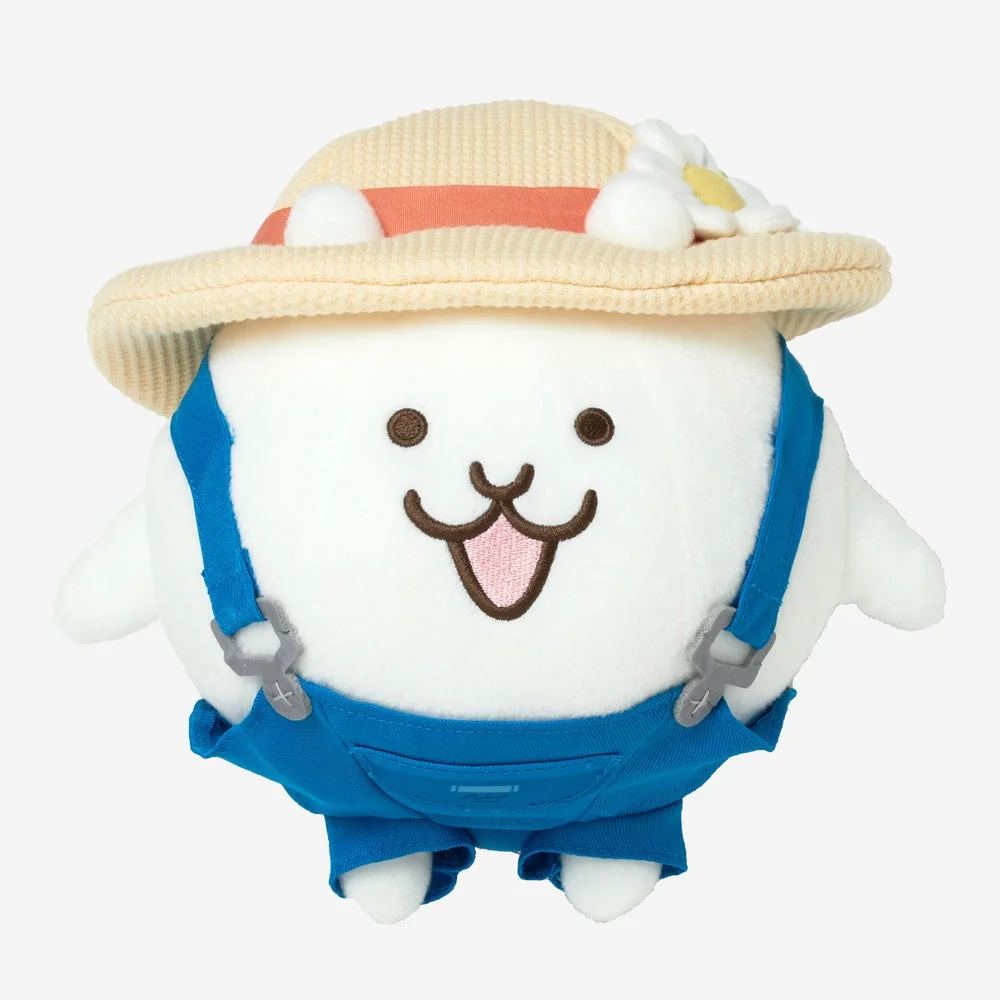 麦わら帽子をかぶったにゃんこ村のぬいぐるみ