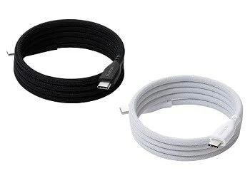 メッシュタイプ1mのUSB Type-Cケーブル、ブラックとホワイト