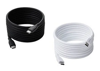 フラット＆メッシュタイプ2mのUSB Type-Cケーブル、ブラックとホワイト