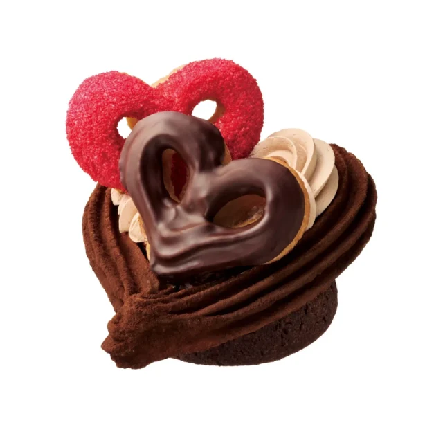ミスド55周年記念商品 トリオハート ショコラ＆プラリネのアップ