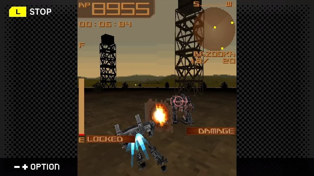 『ARMORED CORE MOBILE 3』で敵機体を攻撃する戦闘シーン