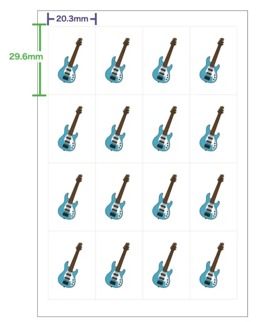 フレークシール16分割のテンプレートUI画面とサイズ表記