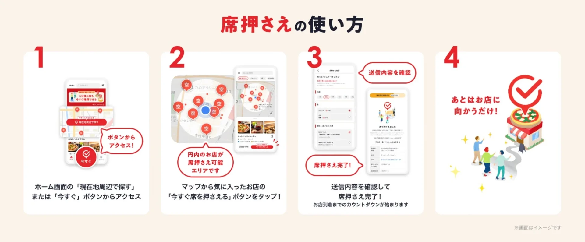 ホットペッパーグルメの席押さえ機能の利用手順とアプリ画面