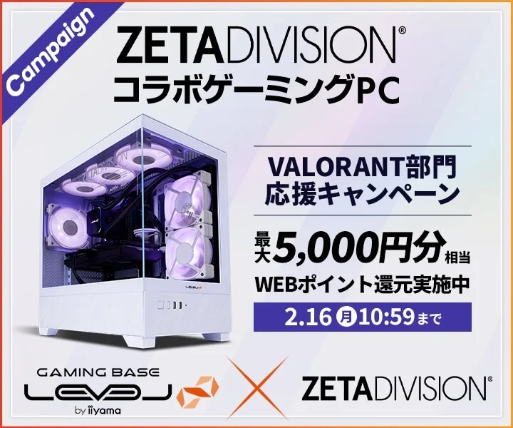 ZETA DIVISIONコラボゲーミングPC応援キャンペーンのメインビジュアル