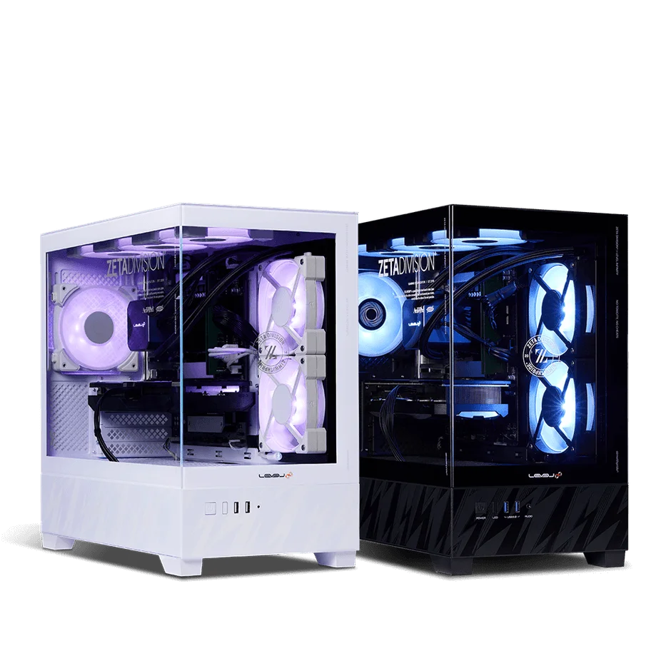 LEVEL∞ ZETA DIVISIONコラボゲーミングPCの白色と黒色モデル