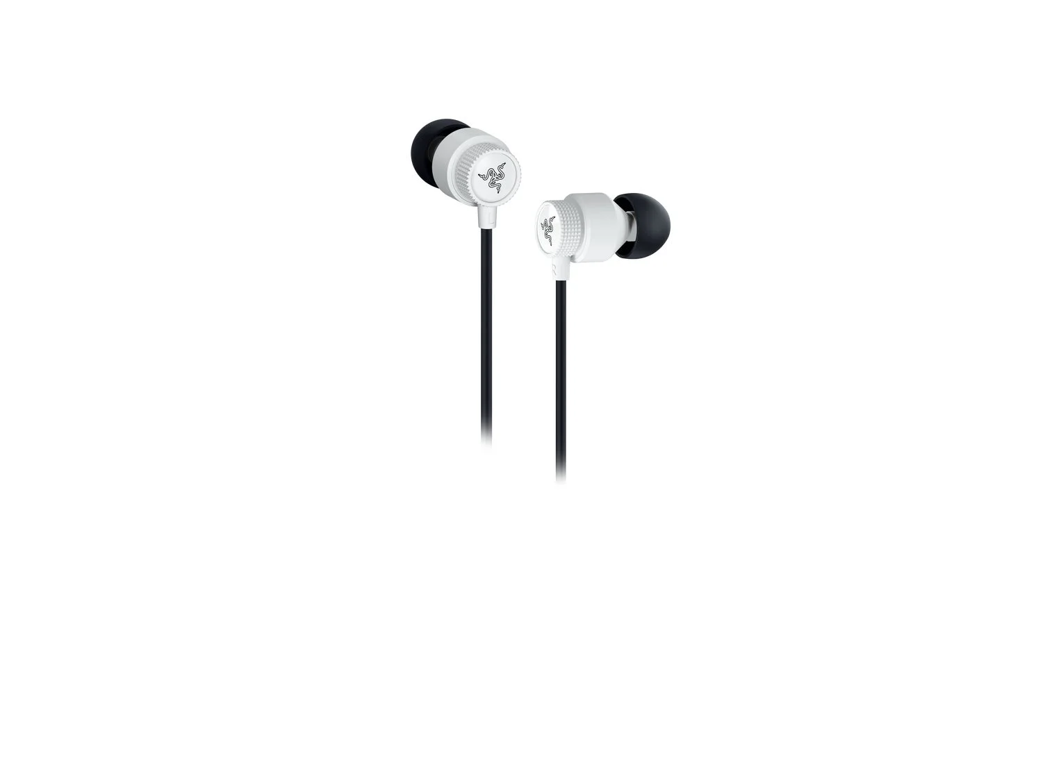 Razer Hammerhead V3 White Editionのイヤホンを斜め上から見た写真