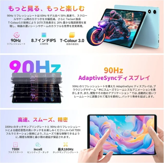 Teclast P50Miniの90HzディスプレイとAdaptiveSync技術