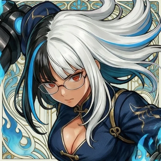 アールヌーヴォー様式で描かれたキャラクターイラスト