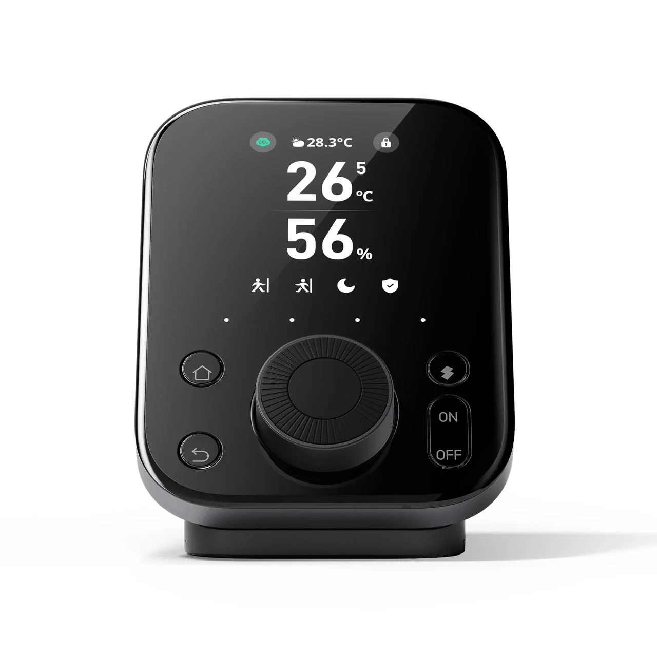 SwitchBot ハブ3の本体(正面)ディスプレイに温度と湿度の表示