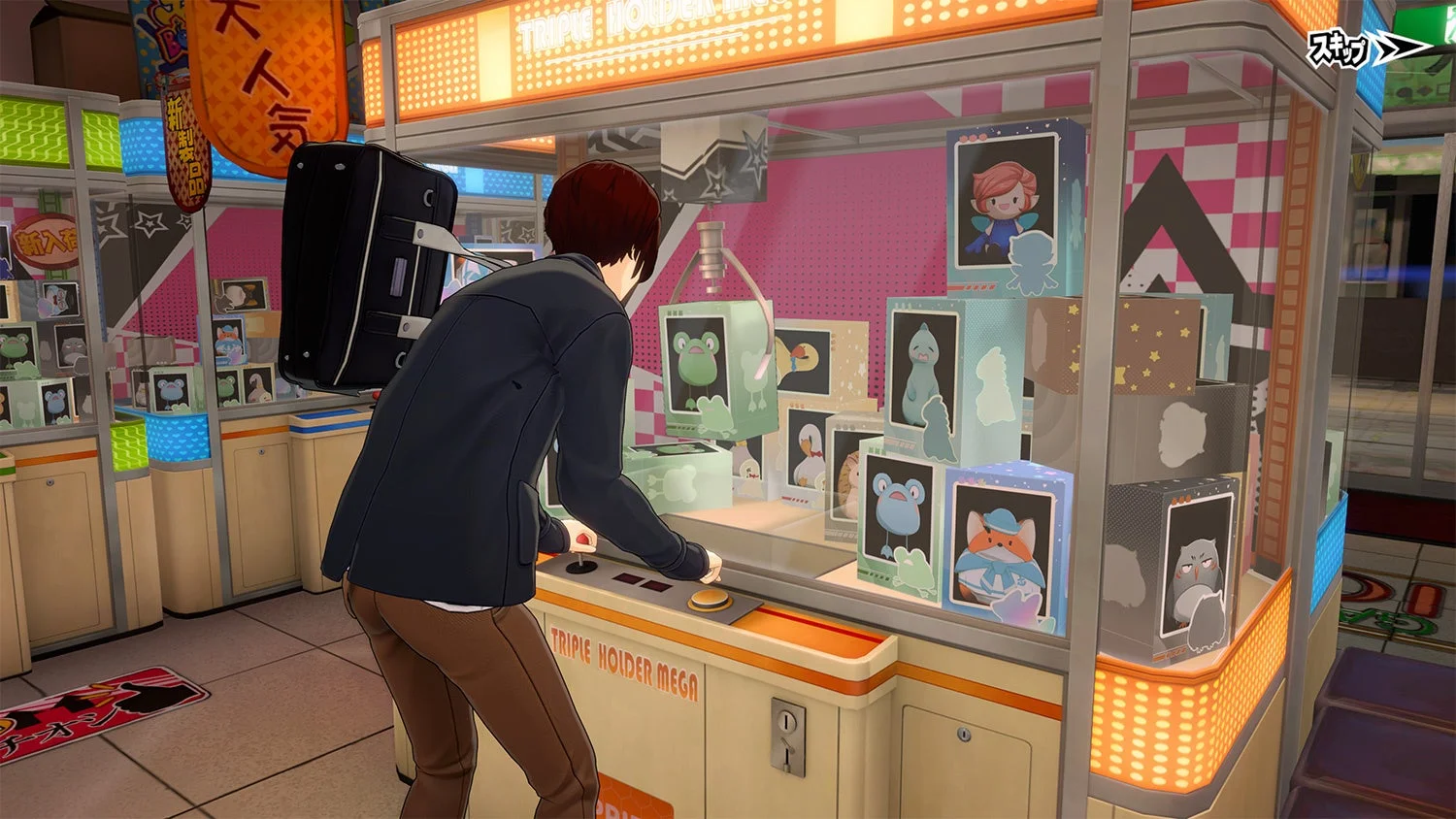 『P5X』秋葉原のゲームセンターでクレーンゲームをプレイする様子