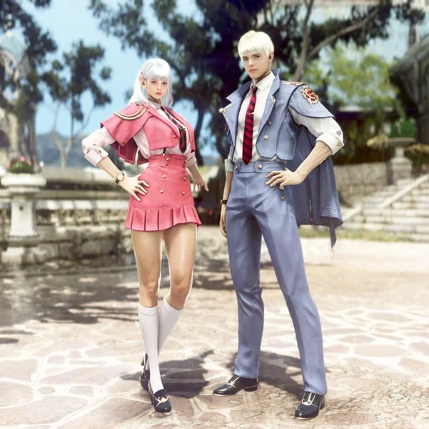 オルビア・アカデミーの入学特典「アカデミア衣装」を着た男女キャラクター