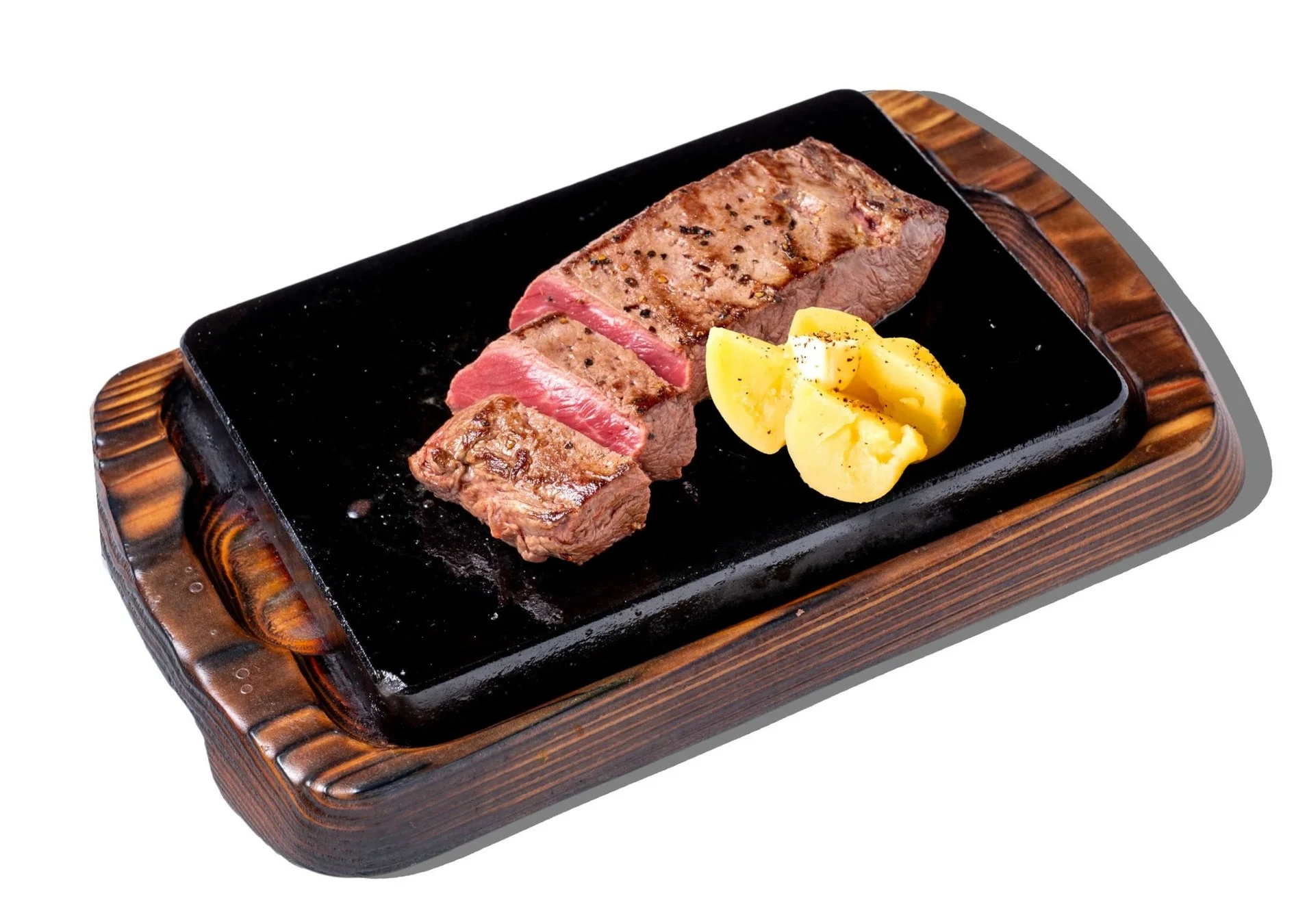 富士山の溶岩石で焼き上げられたやっぱりステーキ