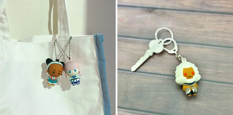 ストリートファイター6 ラバーフィギュアマスコットのバッグと鍵への取り付け例