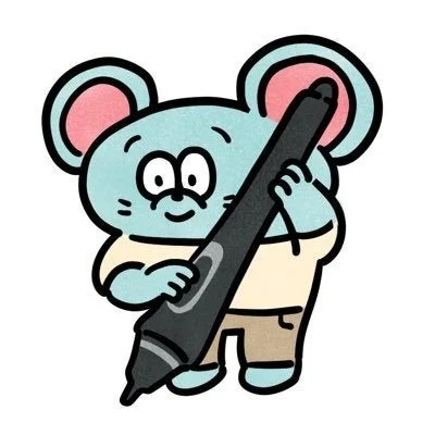 タケウチ リョースケ氏のペンを持つネズミのキャラクターアイコン
