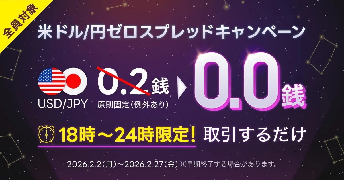LINE FX 米ドル/円ゼロスプレッドキャンペーンのメインビジュアル