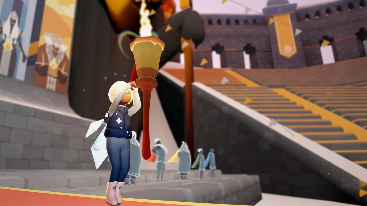 凱旋の大競技会の舞台となる峡谷の円形劇場で応援する星の子ども