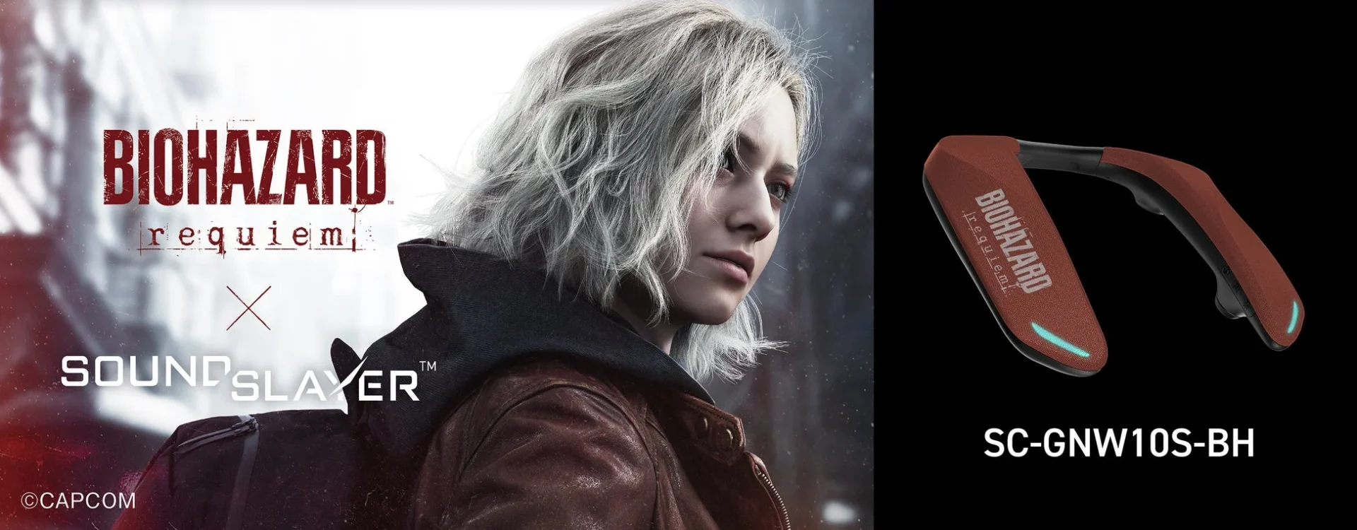 ゲーミングネックスピーカー「SC-GNW10S バイオハザード レクイエム エディション」のキービジュアル
