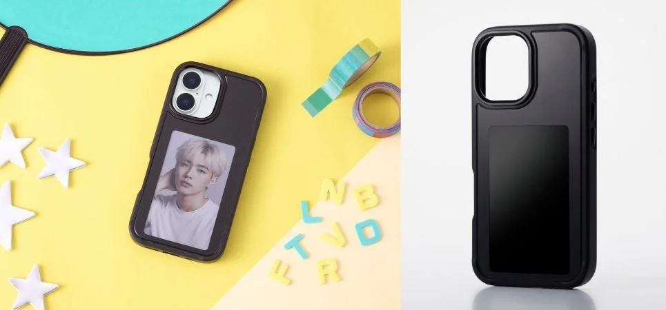 電子ペーパーディスプレイ搭載スマホケースの全体像と製品単体