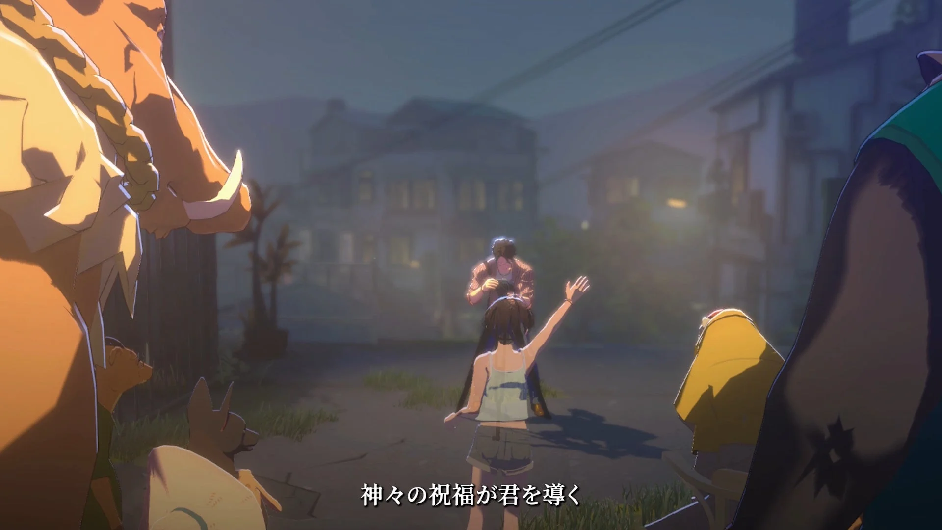 少女が手を振る別れのゲームシーン