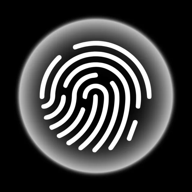 生体認証を示す抽象的な指紋アイコン