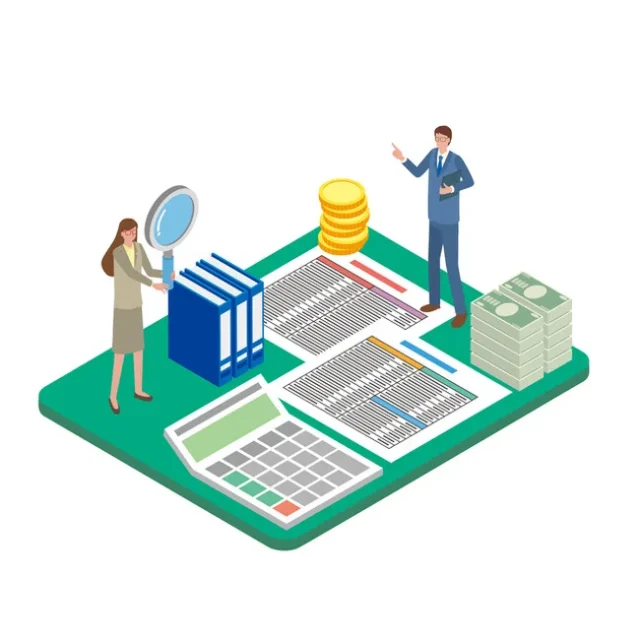 金融・保険分野での監査・検証を示すイラスト