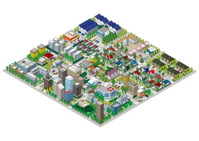 不動産・建設分野での現場検証を示すイラスト